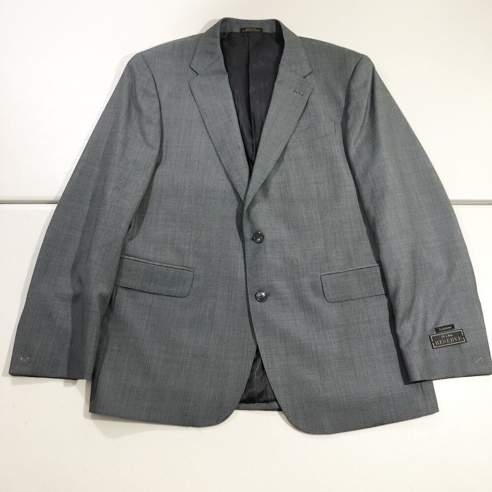 Jos A Bank Reserve Gray Birdseye Sport Coat Jacket 42R Mens Wool Reda Super 110s